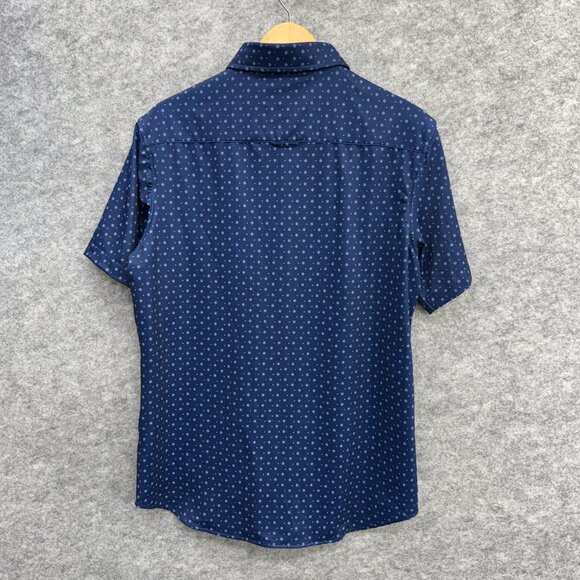 JACHS Men's Button-Up Shirt Casual Everyday Wear, Relaxed, Blue Pattern, L NEW - Picture 3 of 11